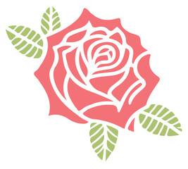 Pink Elegant Rose Flat Icon