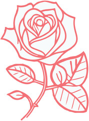 Pink line Rose Decorate Icon