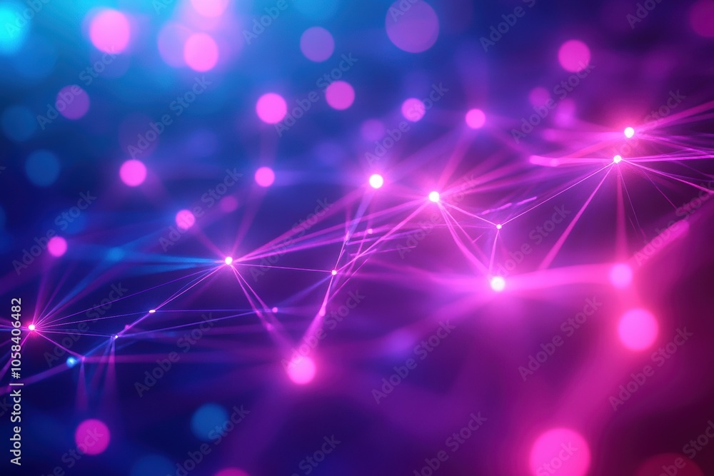 Poster a dynamic, abstract image featuring a glowing web of interconnected nodes and lines in shades