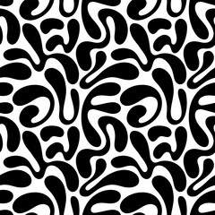 Seamless pattern with black waves. Trendy background in style retro 60s, 70s. 