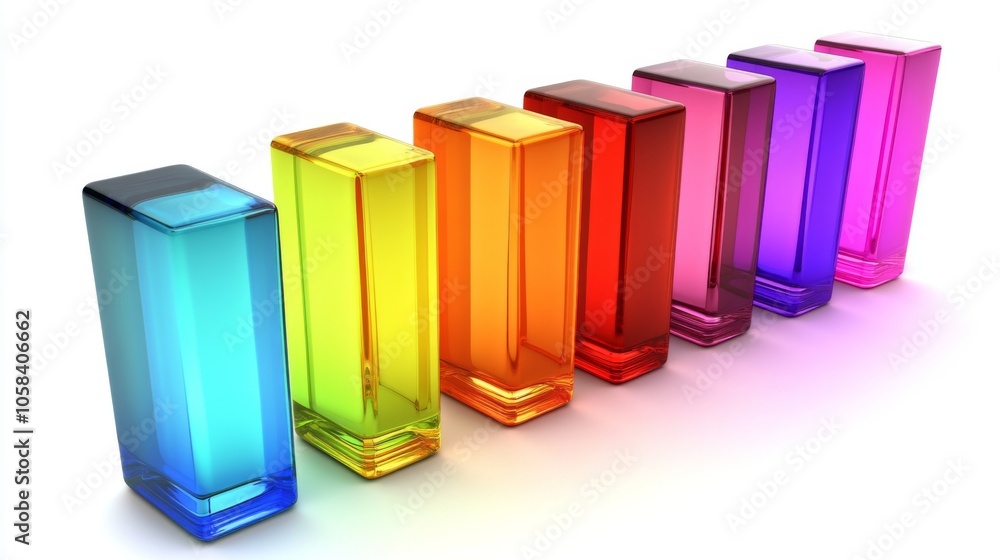 Poster Colorful Transparent Blocks in a Row