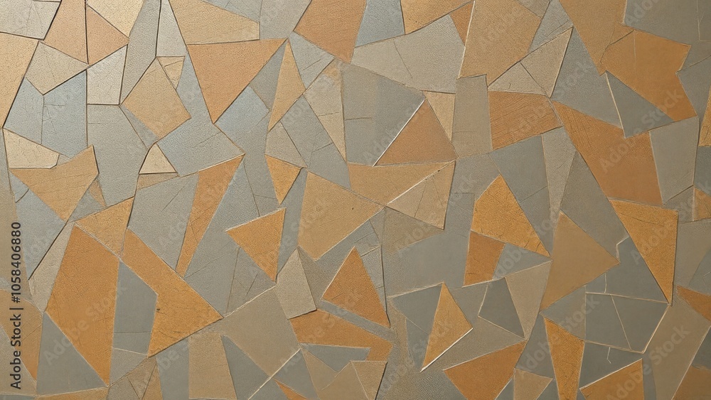 Poster abstract geometric pattern with gold and beige triangles. modern and stylish mosaic texture