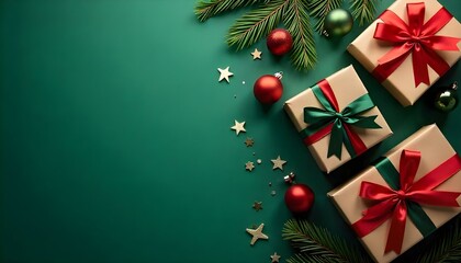 Naklejka premium christmas background with christmas tree and box