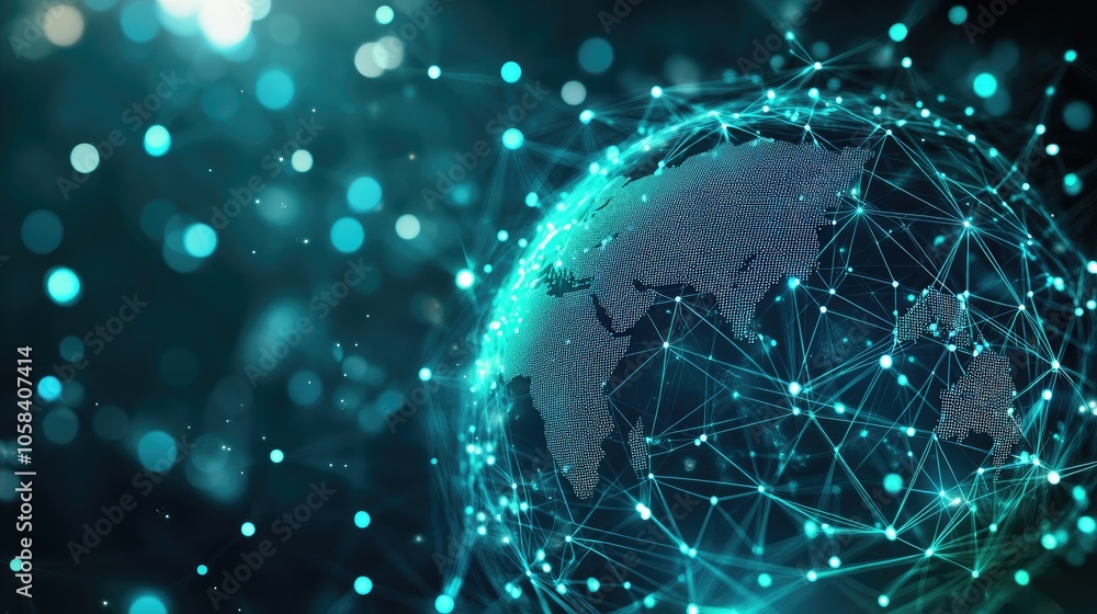 Poster global network visualization with connecting lines