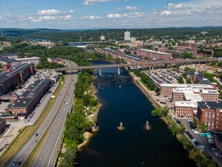 Fototapeta premium Merrimack River, Manchester, New Hampshire, United States.