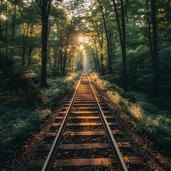 Fototapeta premium railway in the woods