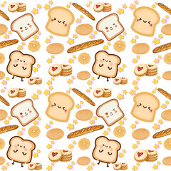 Bread and cookies seamless pattern for background, wallpaper, gift wrap