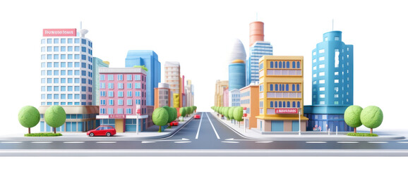 Obraz premium PNG City road car architecture cityscape.