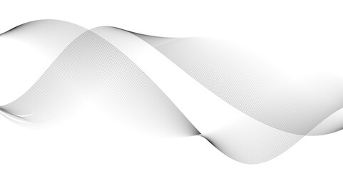 Undulate Black Wave Swirl, frequency sound wave, twisted curve lines with blend effect. Technology, data science, geometric border. Isolated on white