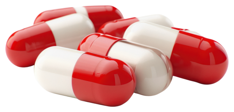 PNG Pile of three capsules pill red white background.