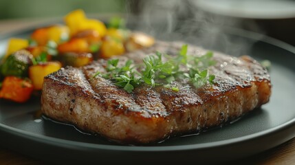 Perfectly Cooked Gourmet Steak Dinner Plate