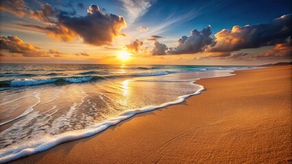 Softly textured sand on a warm beach at sunset, texture, shore