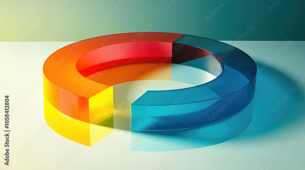 Poster colorful 3d circular chart displaying data segments