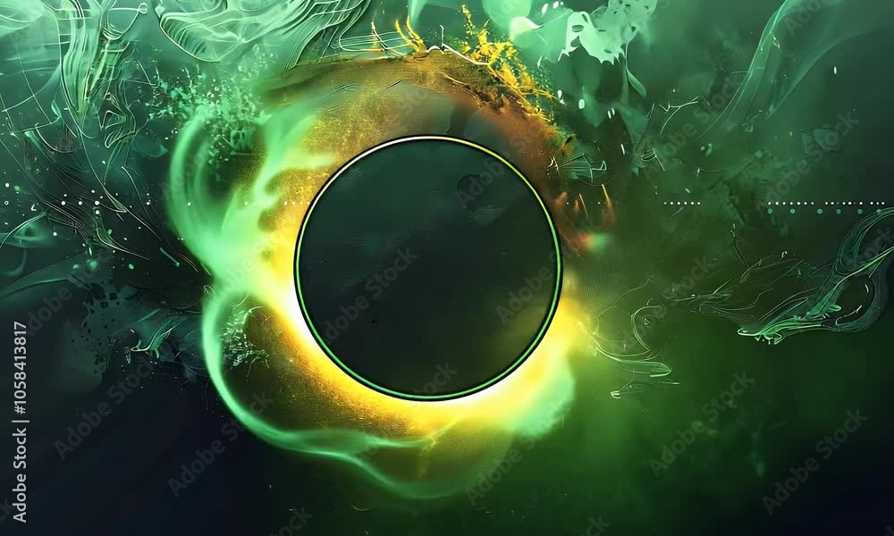 Poster green color background for youtube thumbnail with a circle and in the middle