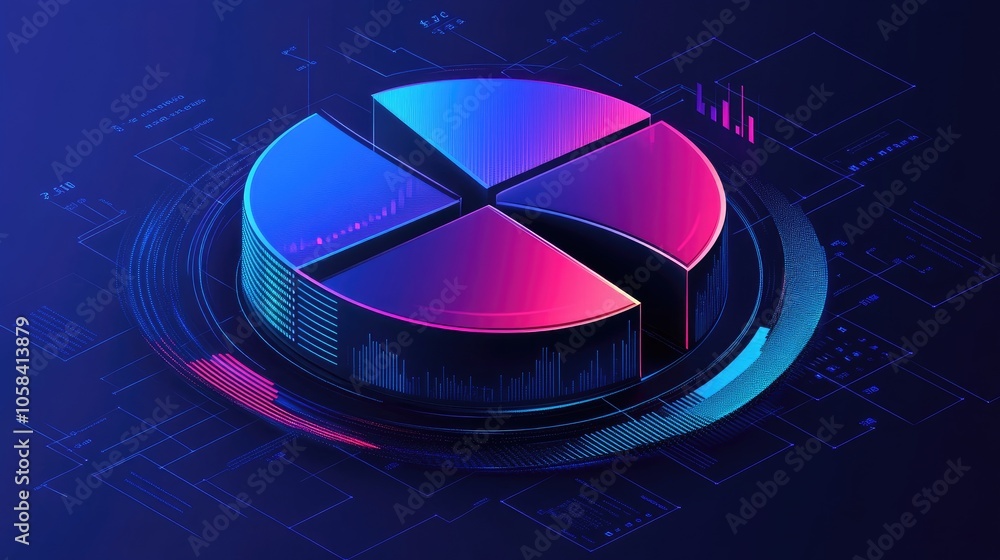 Poster data visualization with colorful pie chart design
