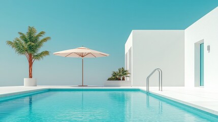 Relaxing at a Private Pool by the Beach in a Luxurious Hotel or Vacation Home, Perfect for a Calm and Rejuvenating Getaway