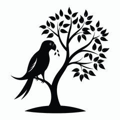 a love bird is tree food eating silhouette