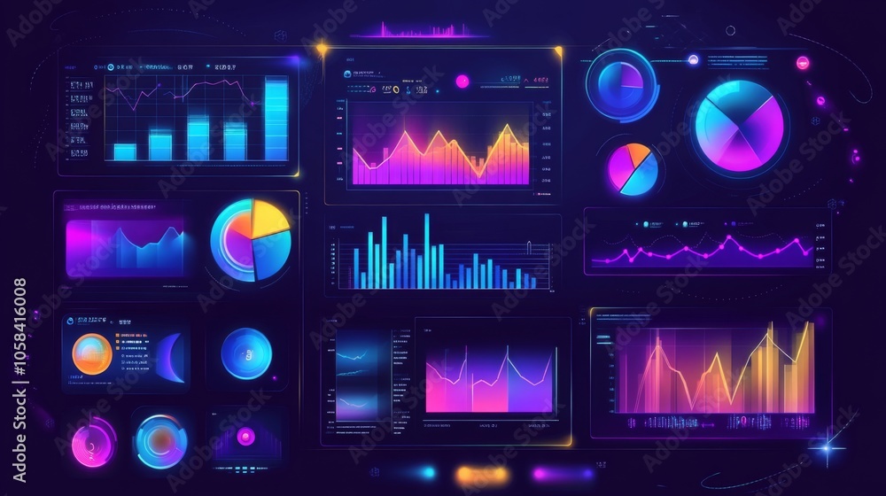 Poster colorful data visualization dashboard design