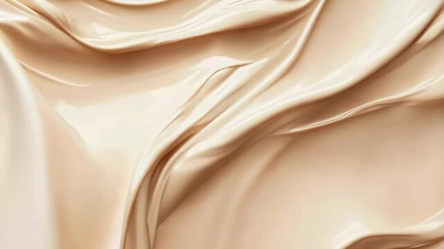  Beige liquid foundation texture background with cosmetic products for beauty concept.