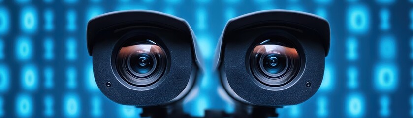 Cyber fists smashing surveillance cameras, with encrypted data codes floating in the background, hacktivism  cybersecurity, protest