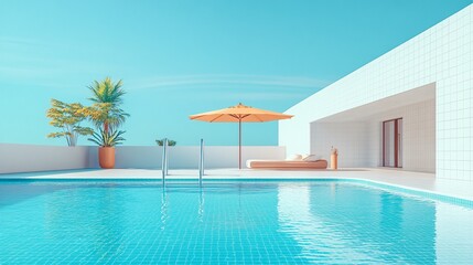 Relaxing at a Private Pool by the Beach in a Luxurious Hotel or Vacation Home, Perfect for a Calm and Rejuvenating Getaway