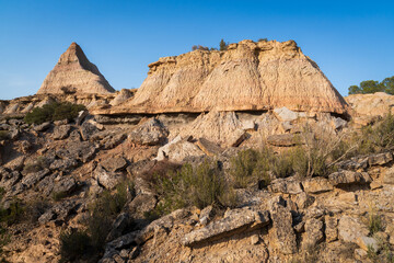 Obraz premium Monegros Desert or Desierto de los Monegros is a semi-desert in Aragón, northeastern Spain, spanning the provinces of Zaragoza and Huesca