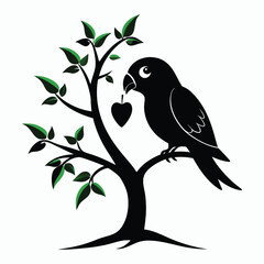 a love bird is tree food eating silhouette