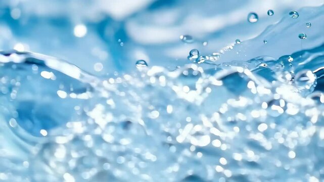 Closed uo Water flow wave background in blue color.