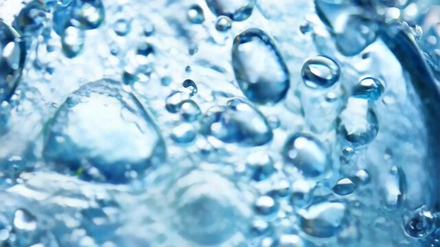 Closed uo Water flow wave background in blue color.