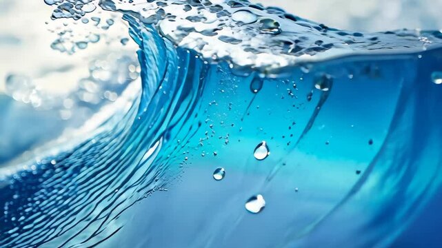 Closed uo Water flow wave background in blue color.