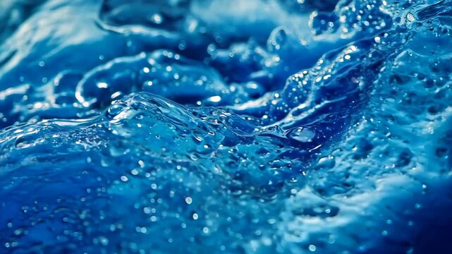 Closed uo Water flow wave background in blue color.