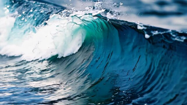 Closed uo Water flow wave background in blue color.