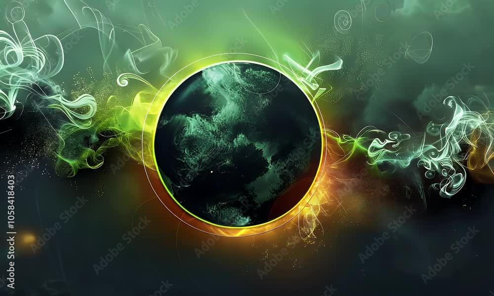 Poster green color background for youtube thumbnail with a circle and in the middle