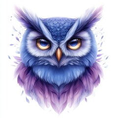 Obraz premium A stunning digital illustration of a blue owl with intricate details and vibrant colors, perfect for nature-themed projects.