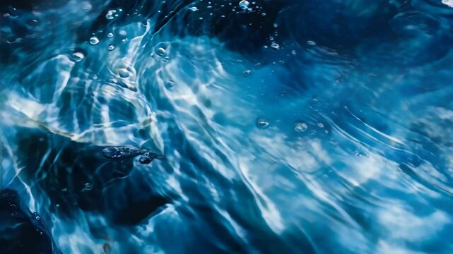 Closed uo Water flow wave background in blue color.