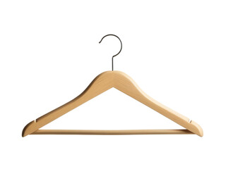 Wooden clothes hanger on a white isolated background.