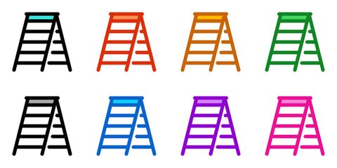 Editable folding ladder, step, stepladder vector icon. Construction, tools, industry. Part of a big icon set family. Perfect for web and app interfaces, presentations, infographics, etc