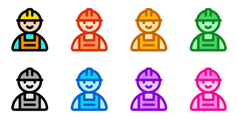 Editable construction worker, engineer vector icon. Construction, tools, industry. Part of a big icon set family. Perfect for web and app interfaces, presentations, infographics, etc