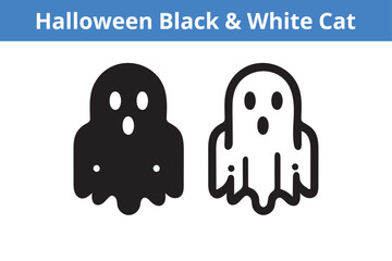Halloween Black and White Cat editable outline