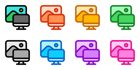 Editable workspace, computer, view, painting vector icon. Remote work, job, profession, freelance. Part of a big icon set family. Perfect for web and app interfaces, presentations, infographics, etc