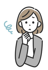 困った表情のスーツ姿のビジネスウーマン女性