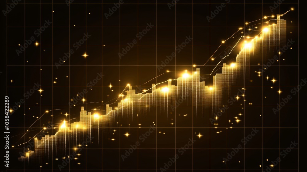 Poster golden data visualization with sparkling effects