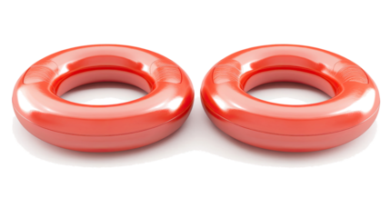 Red Marine Safety Buoy Rings Set Isolated on a Transparent Background Generative AI