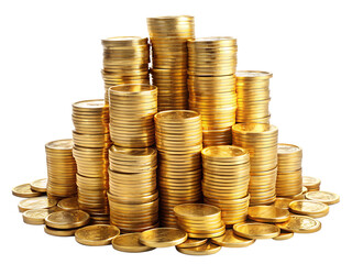 Stack of Shiny Gold Coins &ndash; Wealth, Prosperity, and Treasure Symbol isolated on white background as transparent. PNG. AI GENERATED