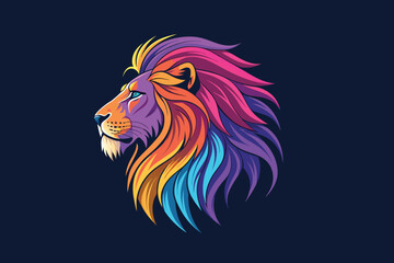 Vibrant Multicolor Lion Profile  Bold and Majestic Illustration 5.eps