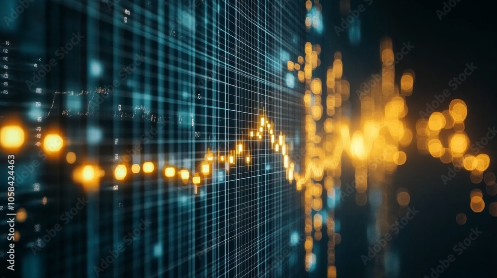 Poster abstract data visualization with glowing elements