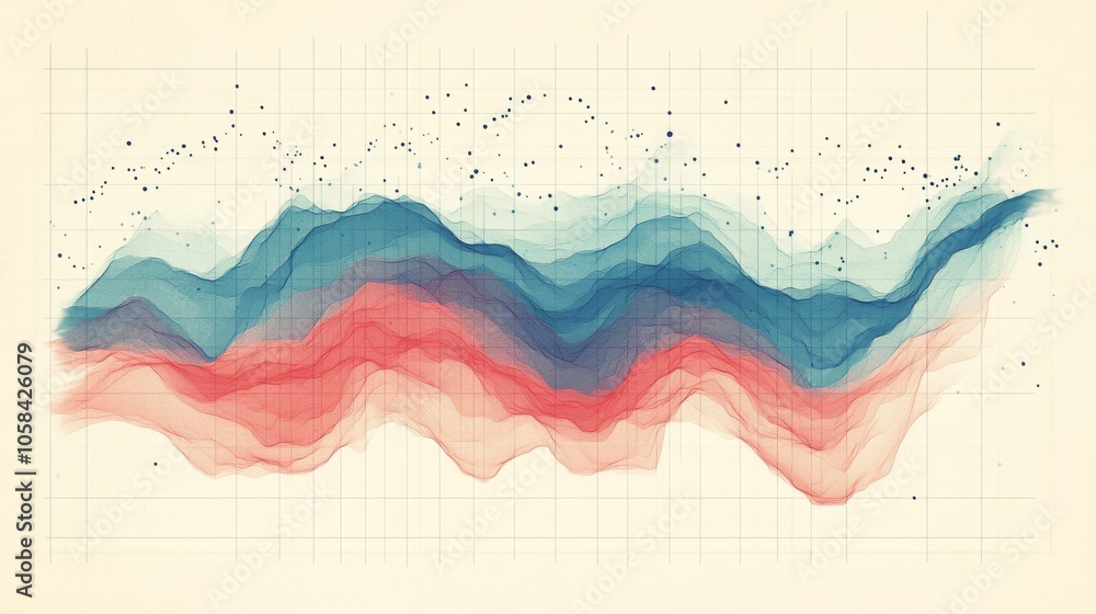 Poster abstract colorful wave patterns in data visualization
