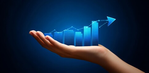 Hand Holding Growing Business Graph Concept