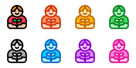 Editable person planting a tree, plant, gardening vector icon. Environment, ecology, eco-friendly. Part of a big icon set family. Perfect for web and app interfaces, presentations, infographics, etc