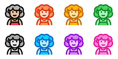 Obraz premium Editable middle aged woman avatar vector icon. User, profile, identity, persona. Part of a big icon set family. Perfect for web and app interfaces, presentations, infographics, etc